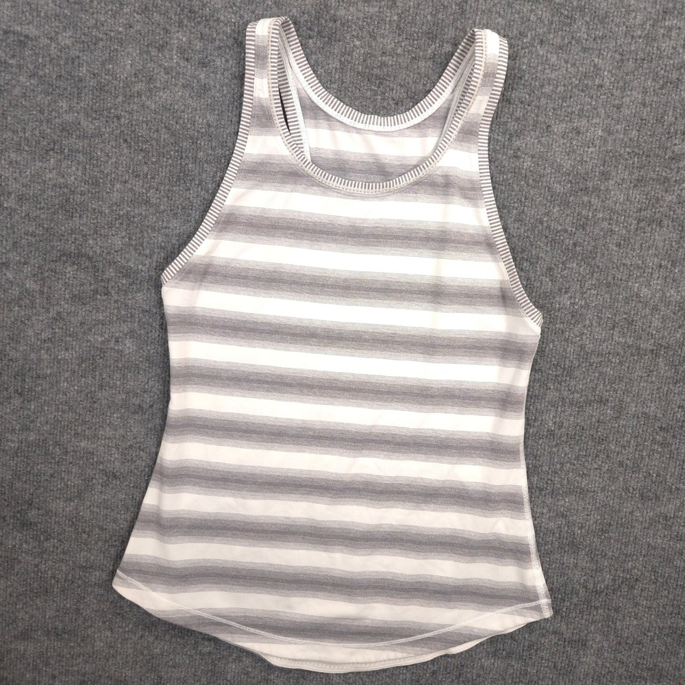 Lululemon Tank Top Womens 2 Gray Striped Racerback Athletic Gym Training Run Jog